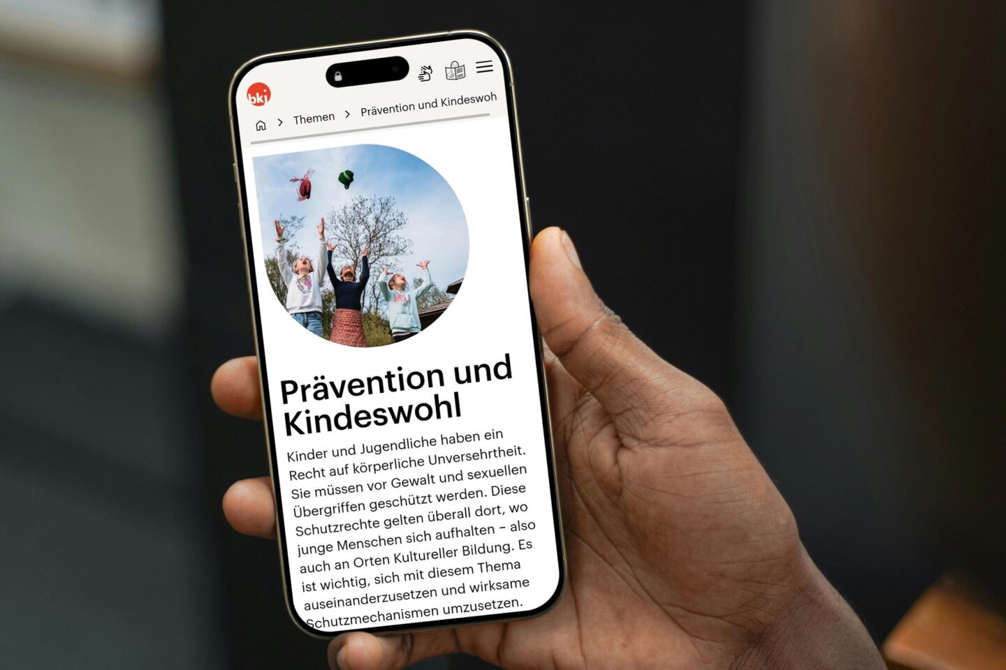 Büro Gestalten: BKJ Website Redesign – Mobile Themenseite