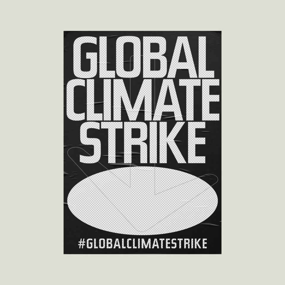 Büro Gestalten: Open Source Poster-Design zum selbst ausdrucken und individualisieren für #globalclimatestrike (Global Climate Strike, Schwarz & Transparent auf Beige)