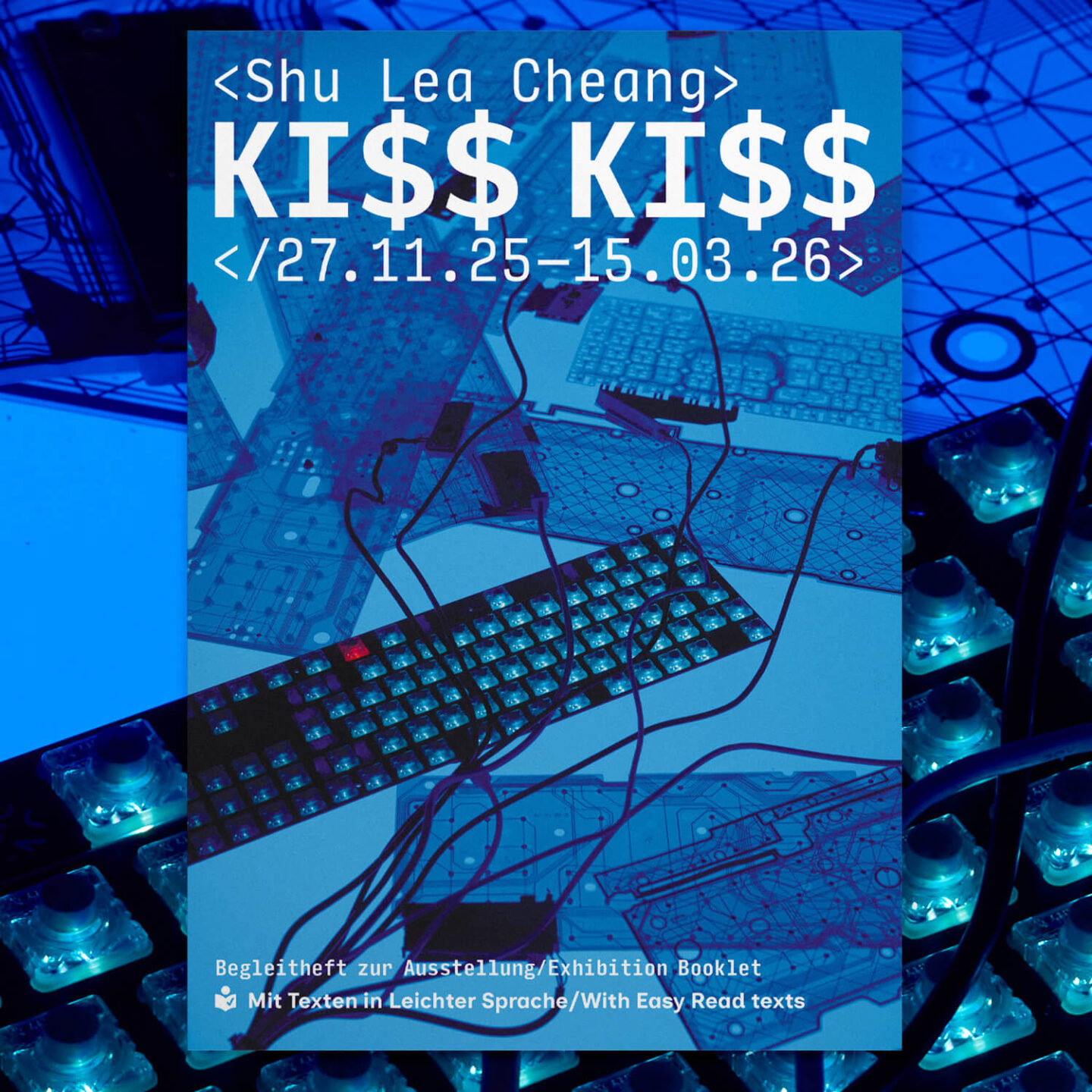 Büro Gestalten: Beitragsbild zum Begleitheft für die Ausstellung »KI$$ KI$$« (Shu Lea Cheang, Ludwig Forum Aachen 2025/26)