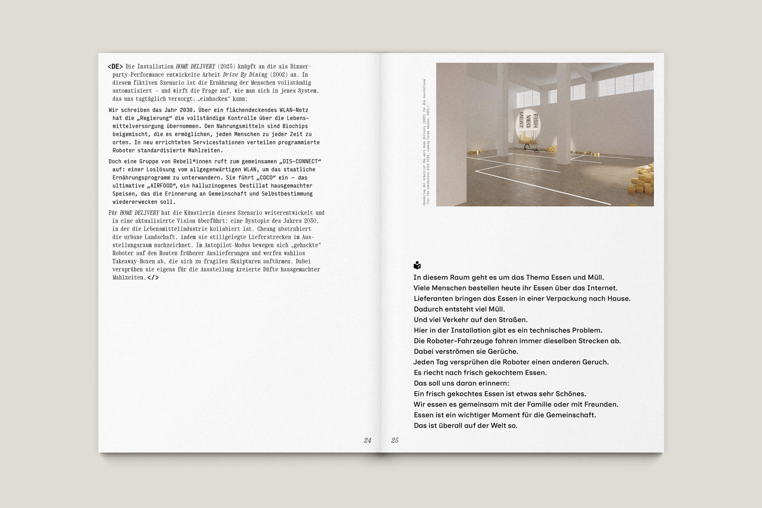 Büro Gestalten: Begleitheft zur Ausstellung »KI$$ KI$$« (Shu Lea Cheang, Ludwig Forum Aachen 2025/26), S. 24–25 des Booklets