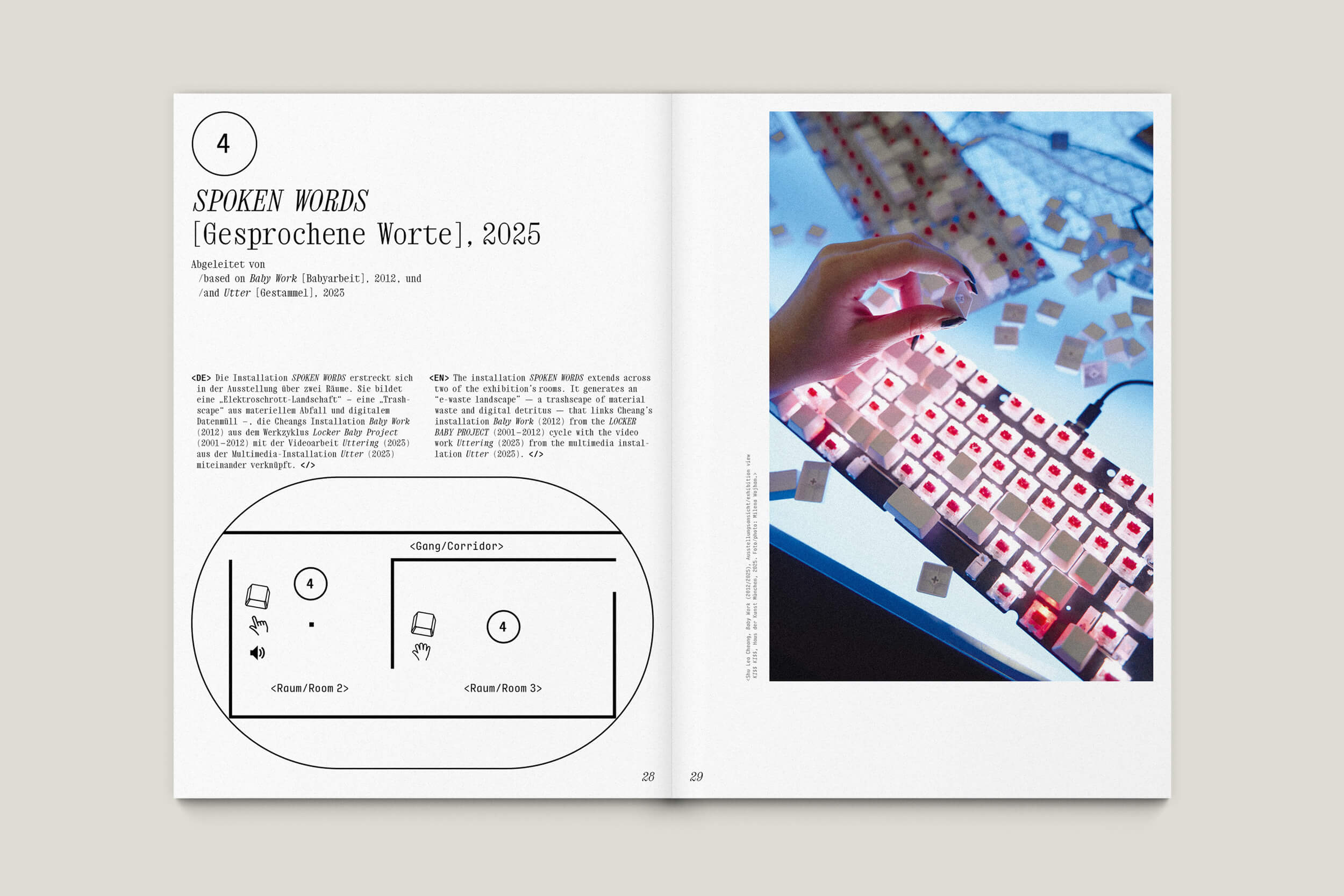 Büro Gestalten: Begleitheft zur Ausstellung »KI$$ KI$$« (Shu Lea Cheang, Ludwig Forum Aachen 2025/26), S. 28–29 des Booklets