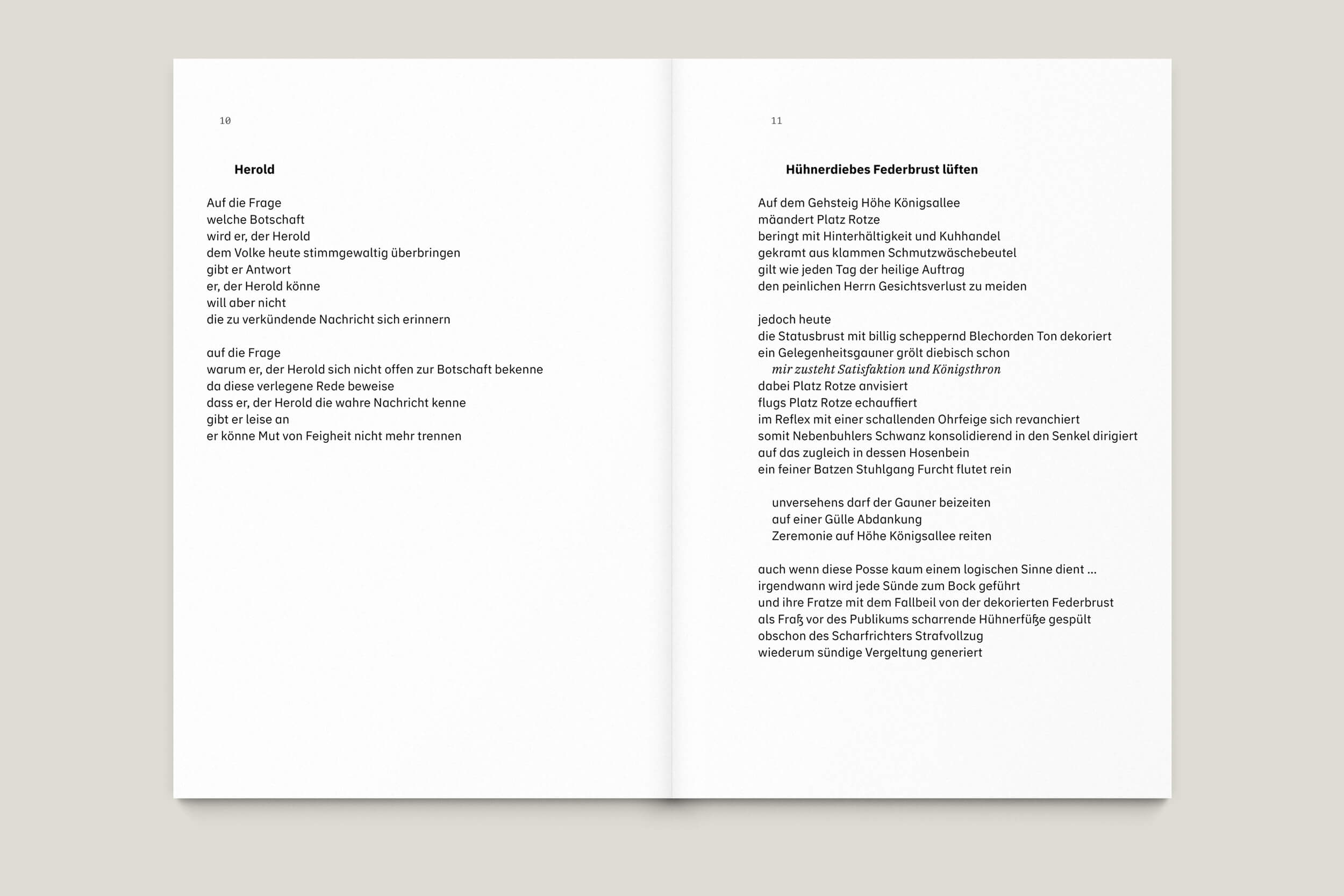 Büro Gestalten: Anstiftung zum Gerangel, Gedichtband (S. 10–11, MU)