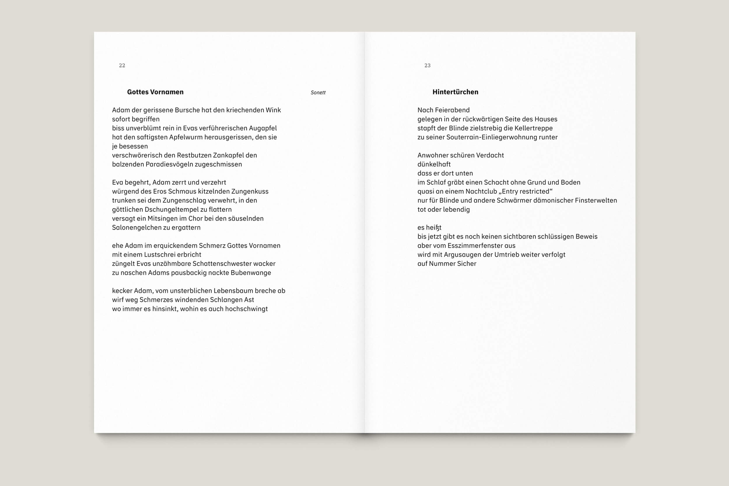Büro Gestalten: Anstiftung zum Gerangel, Gedichtband (S. 22–23, MU)