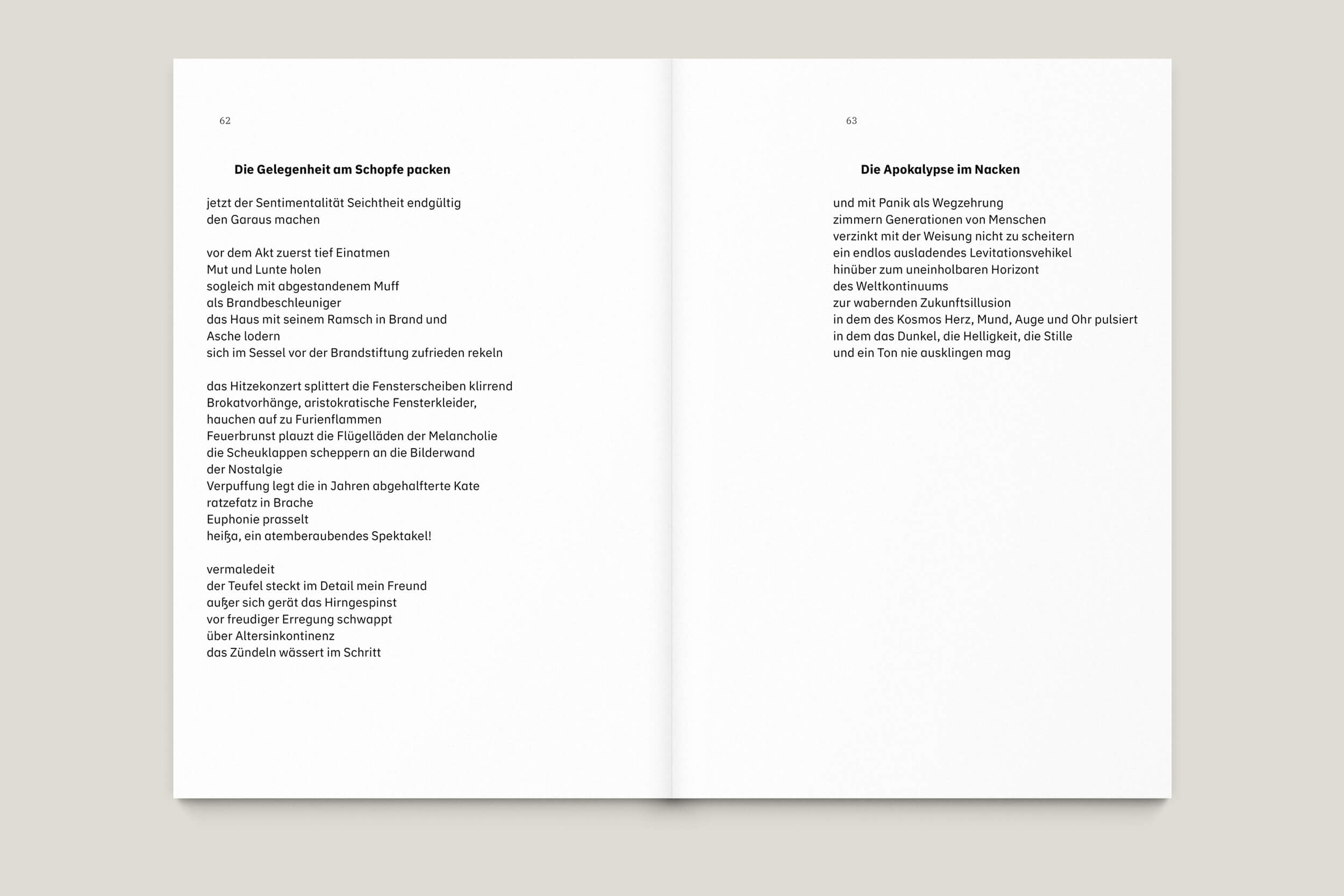 Büro Gestalten: Anstiftung zum Gerangel, Gedichtband (S. 62–63, MU)