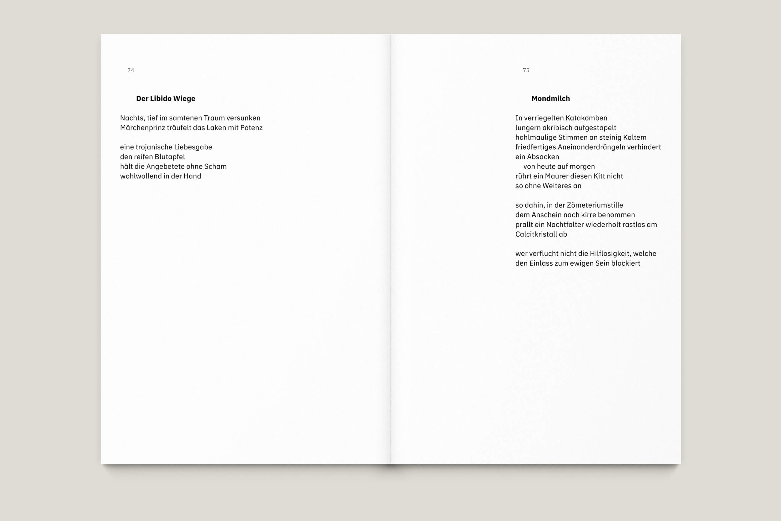 Büro Gestalten: Anstiftung zum Gerangel, Gedichtband (S. 74–75, MU)