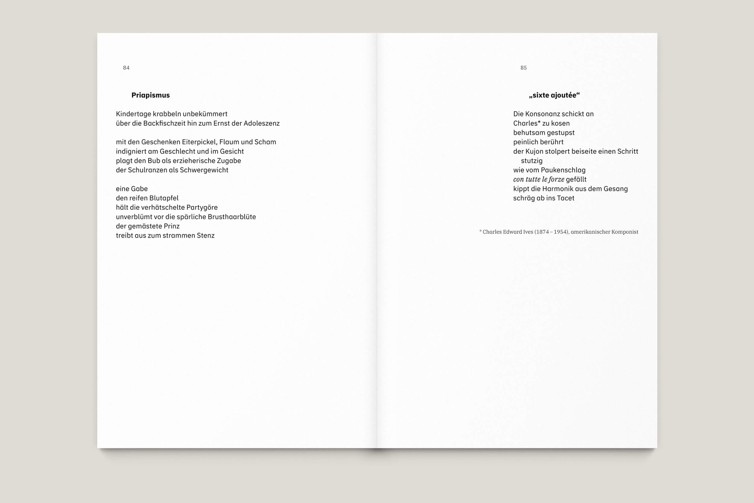 Büro Gestalten: Anstiftung zum Gerangel, Gedichtband (S. 84–85, MU)