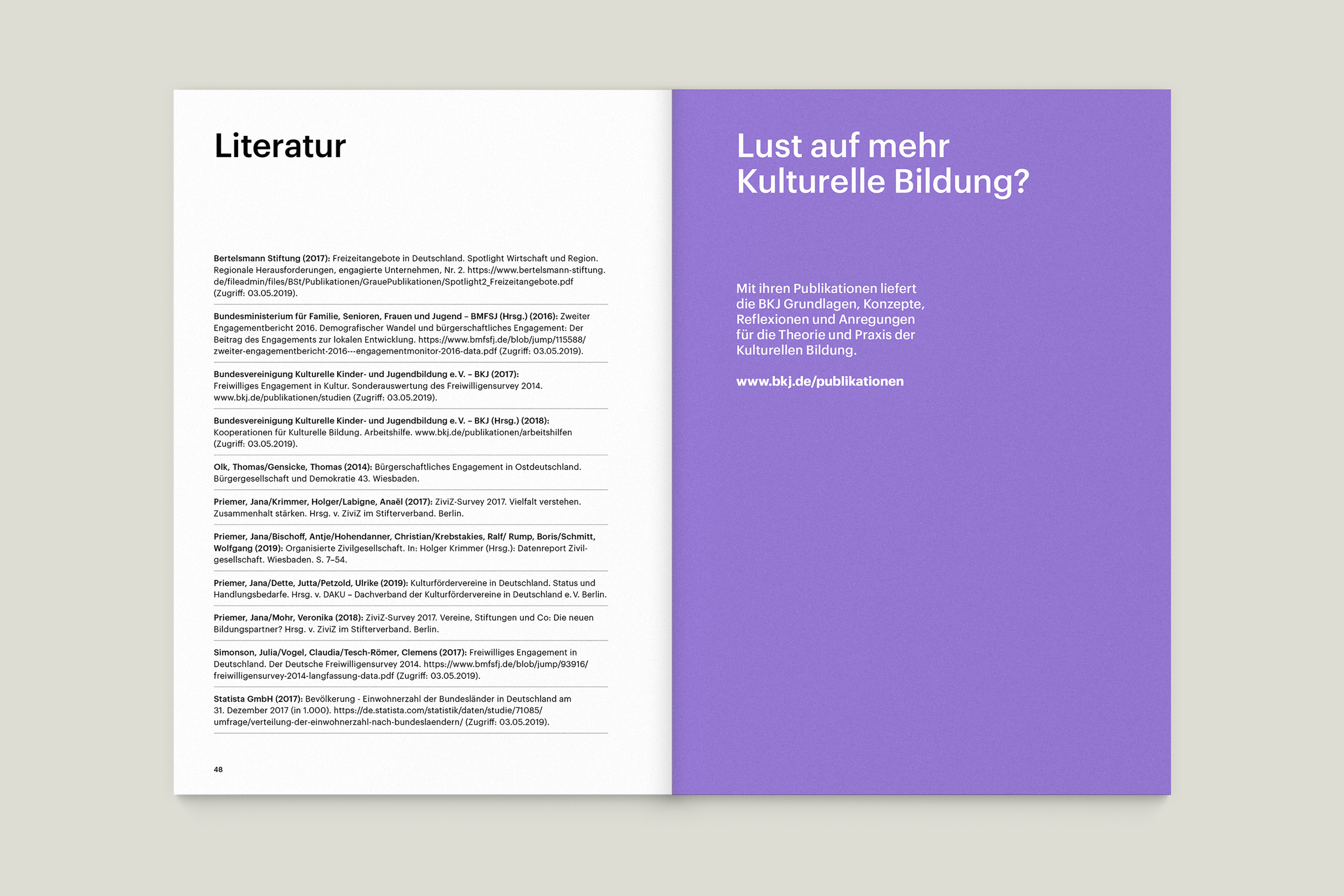 Büro Gestalten: BKJ-Studie »Kulturvereine« (DINA5, Innenseiten 48–49)