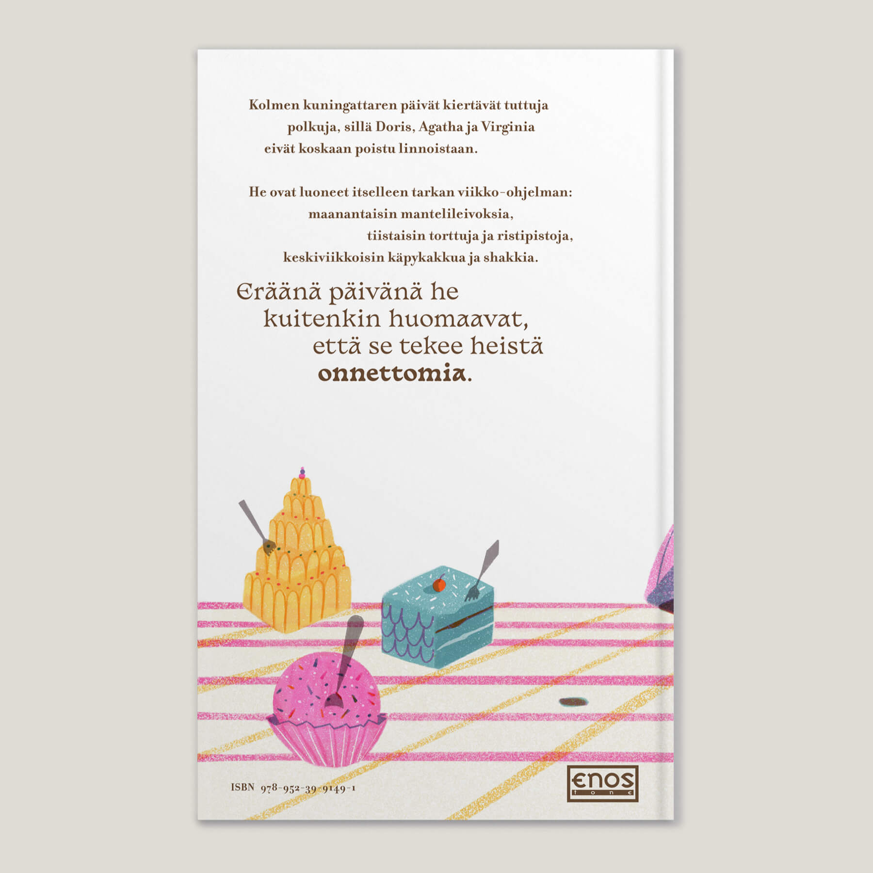 Büro Gestalten: Kolme Kuningatarta – Kinderbuch (Rückseite, MU, Illustration: Luisa Jung, Text: Heidi Viherjuuri)