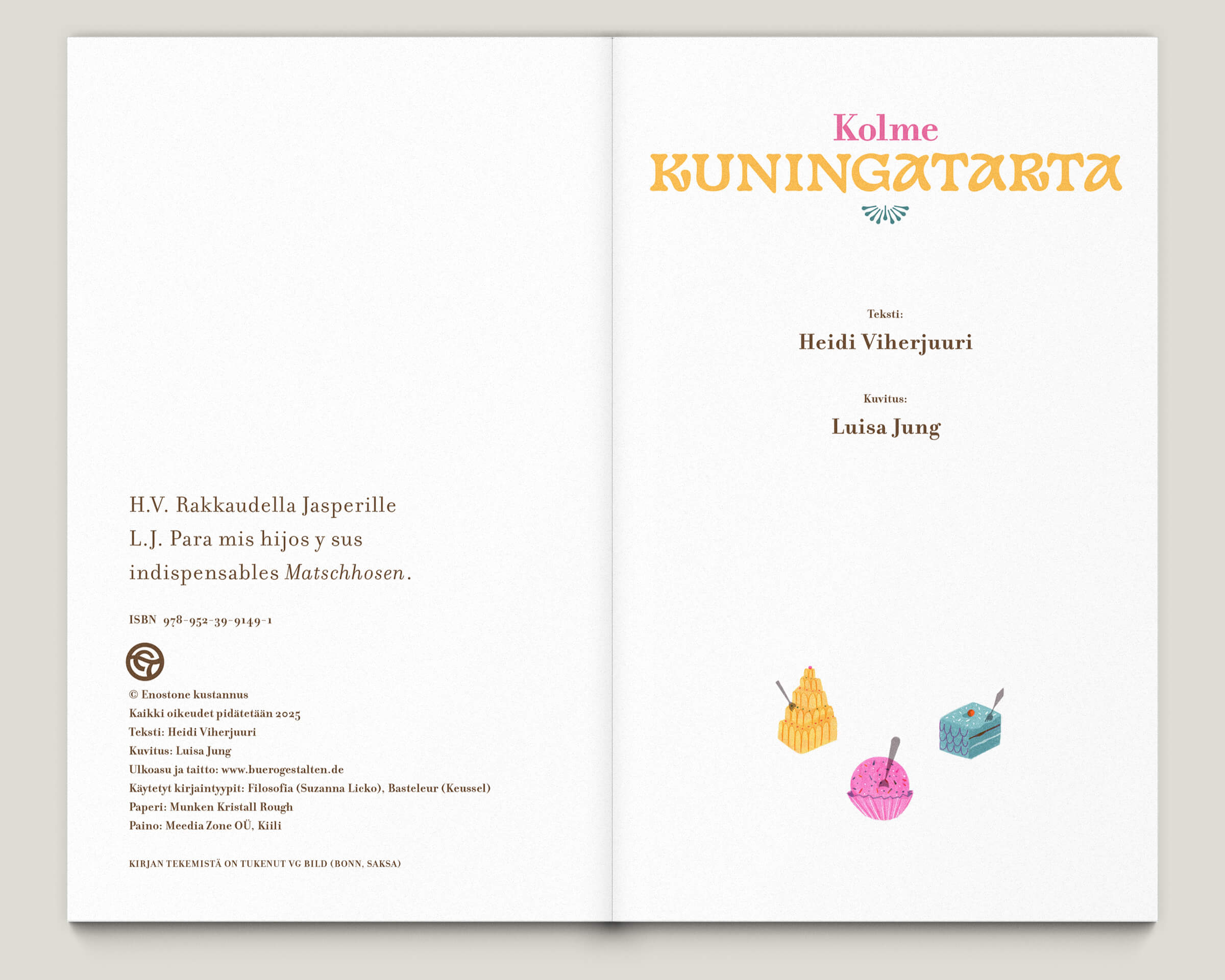 Büro Gestalten: Kolme Kuningatarta – Kinderbuch (S. 1, MU, Illustration: Luisa Jung, Text: Heidi Viherjuuri)