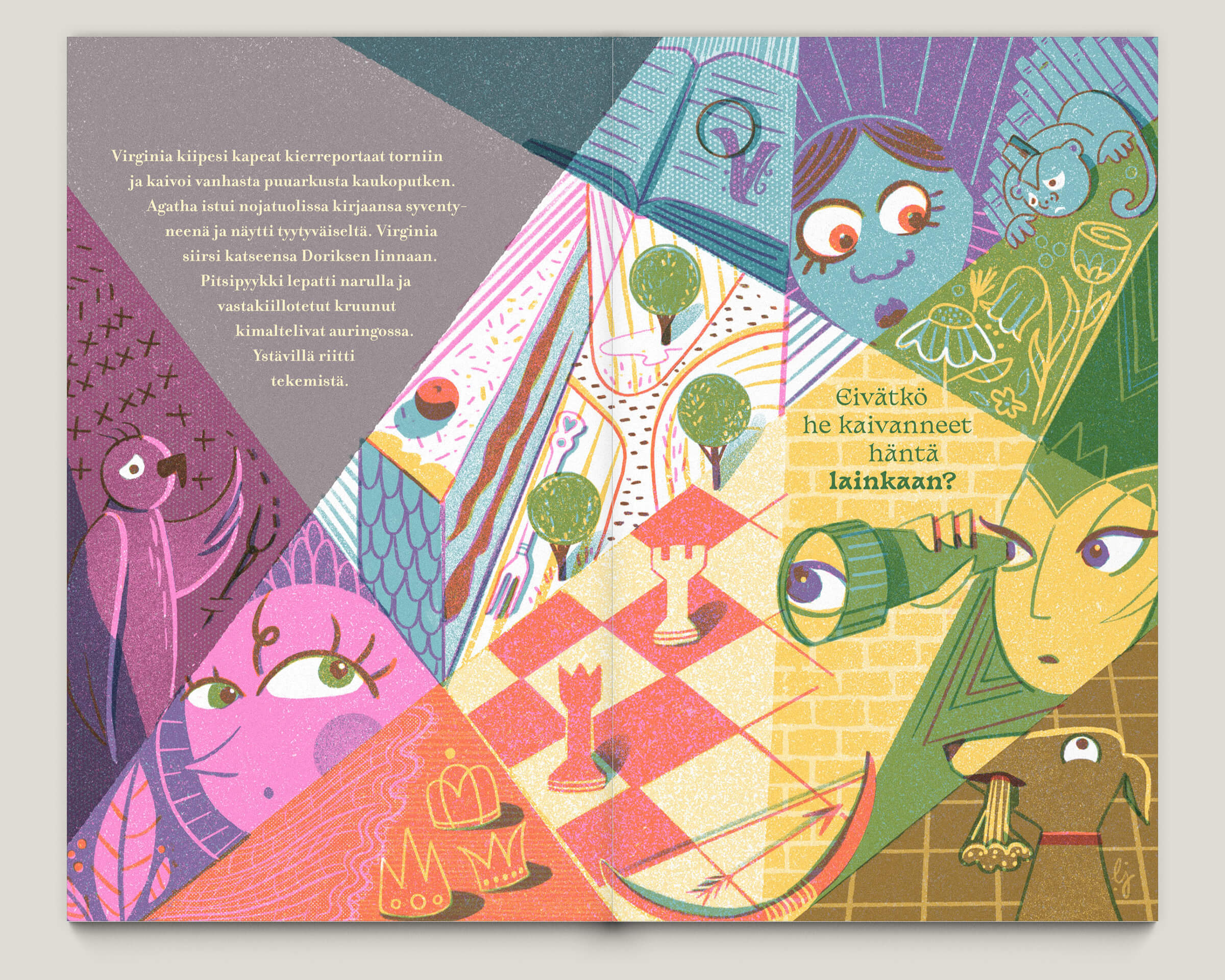 Büro Gestalten: Kolme Kuningatarta – Kinderbuch (S. 14–15, MU, Illustration: Luisa Jung, Text: Heidi Viherjuuri)