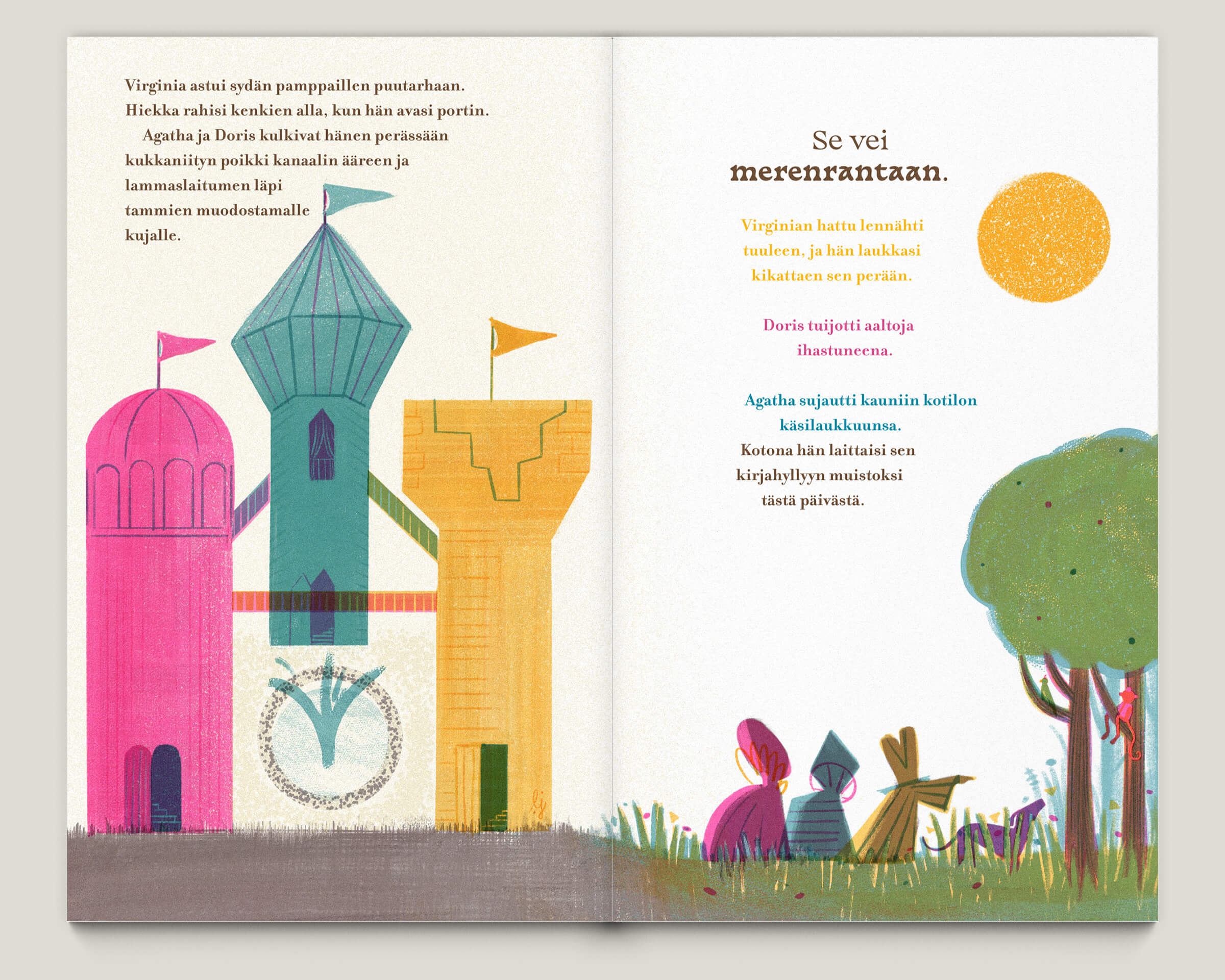 Büro Gestalten: Kolme Kuningatarta – Kinderbuch (S. 30–31, MU, Illustration: Luisa Jung, Text: Heidi Viherjuuri)