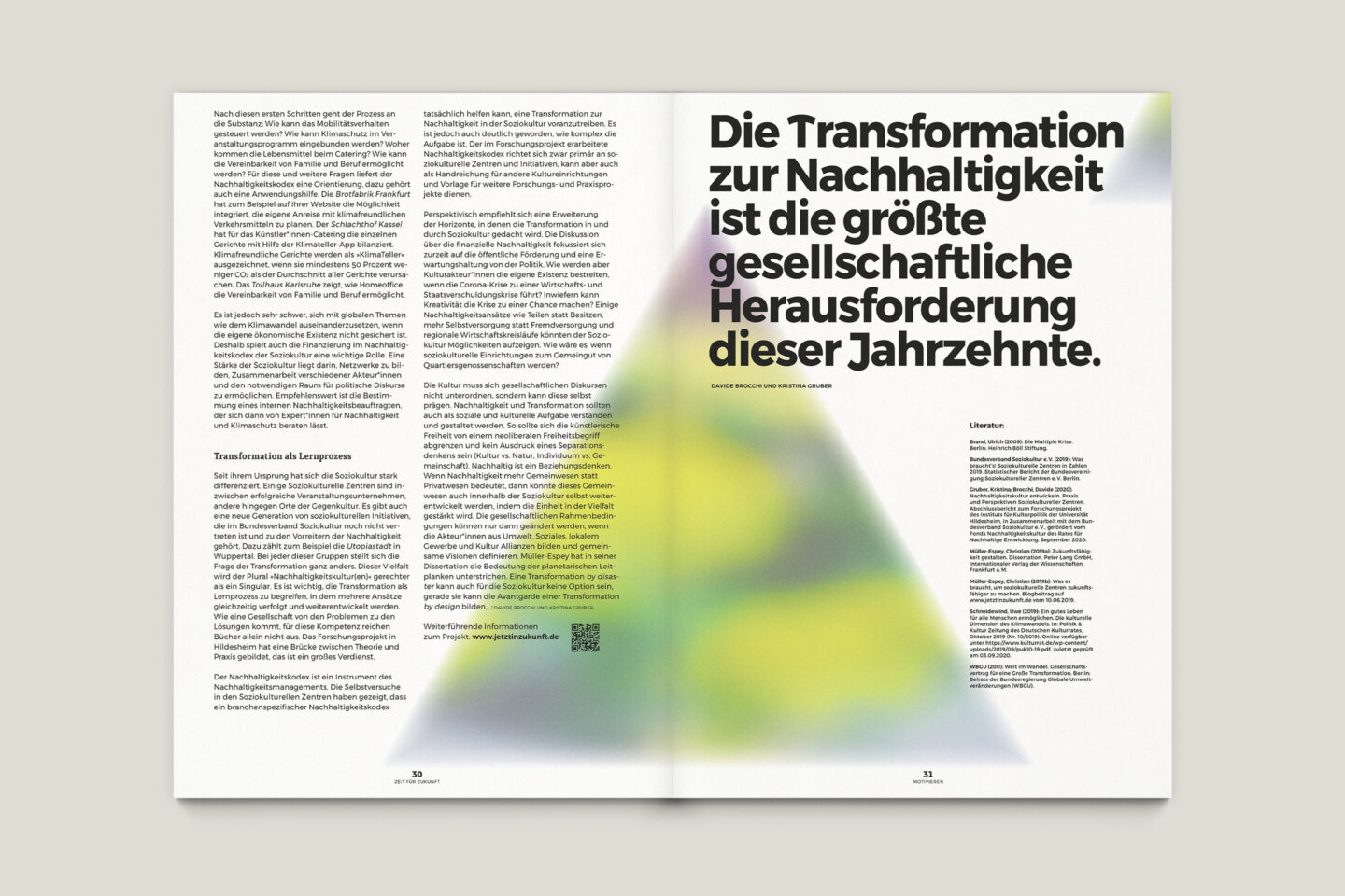 Büro Gestalten: Zeit für Zukunft – Sonderpublikation der Kulturpolitischen Gesellschaft Bonn anlässlich der gleichnamigen Summerschool 2020, S. 30–31