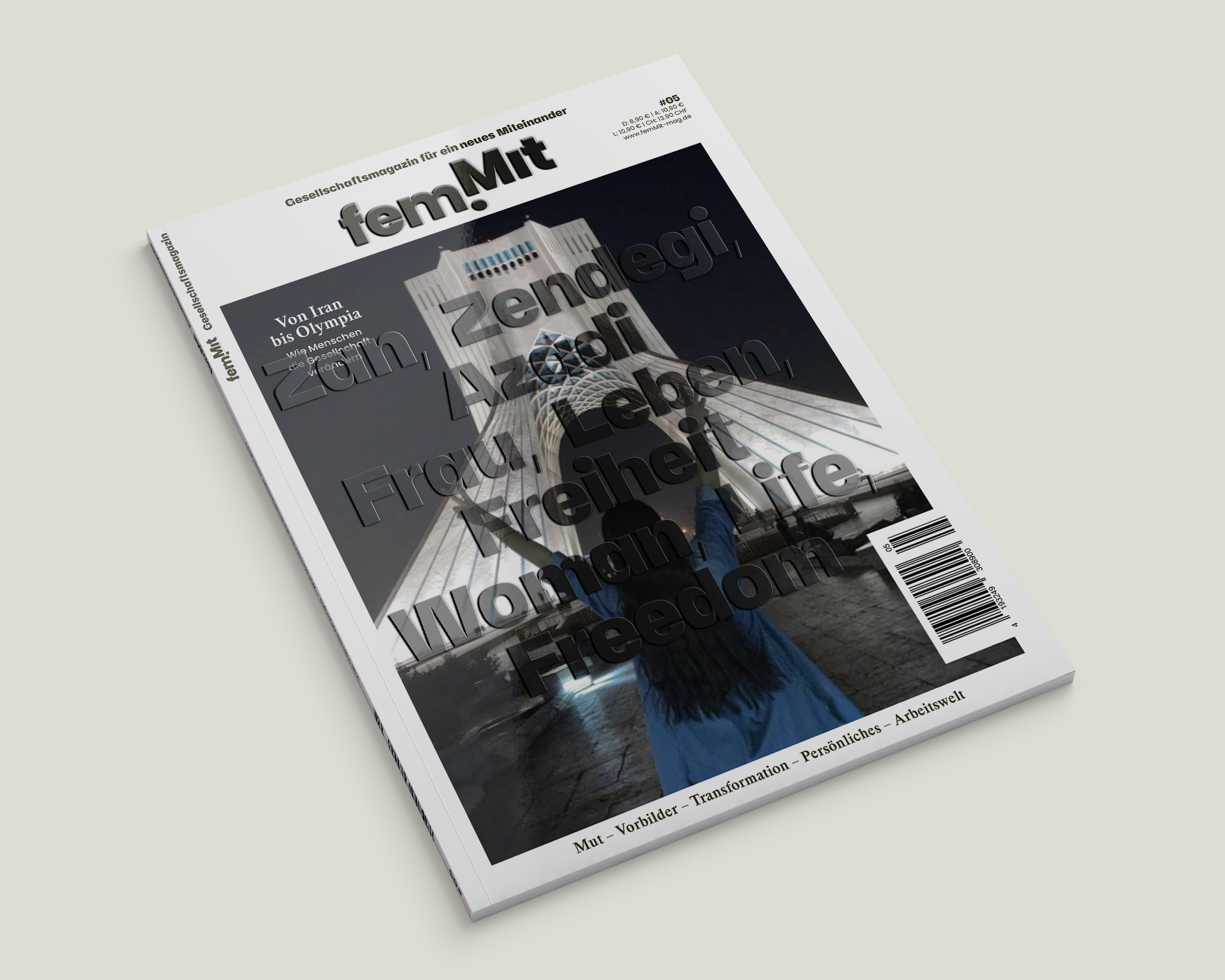 Büro Gestalten: femMit – Magazin für ein neues Miteinander (Titel-Mockup, Lacksimulation)