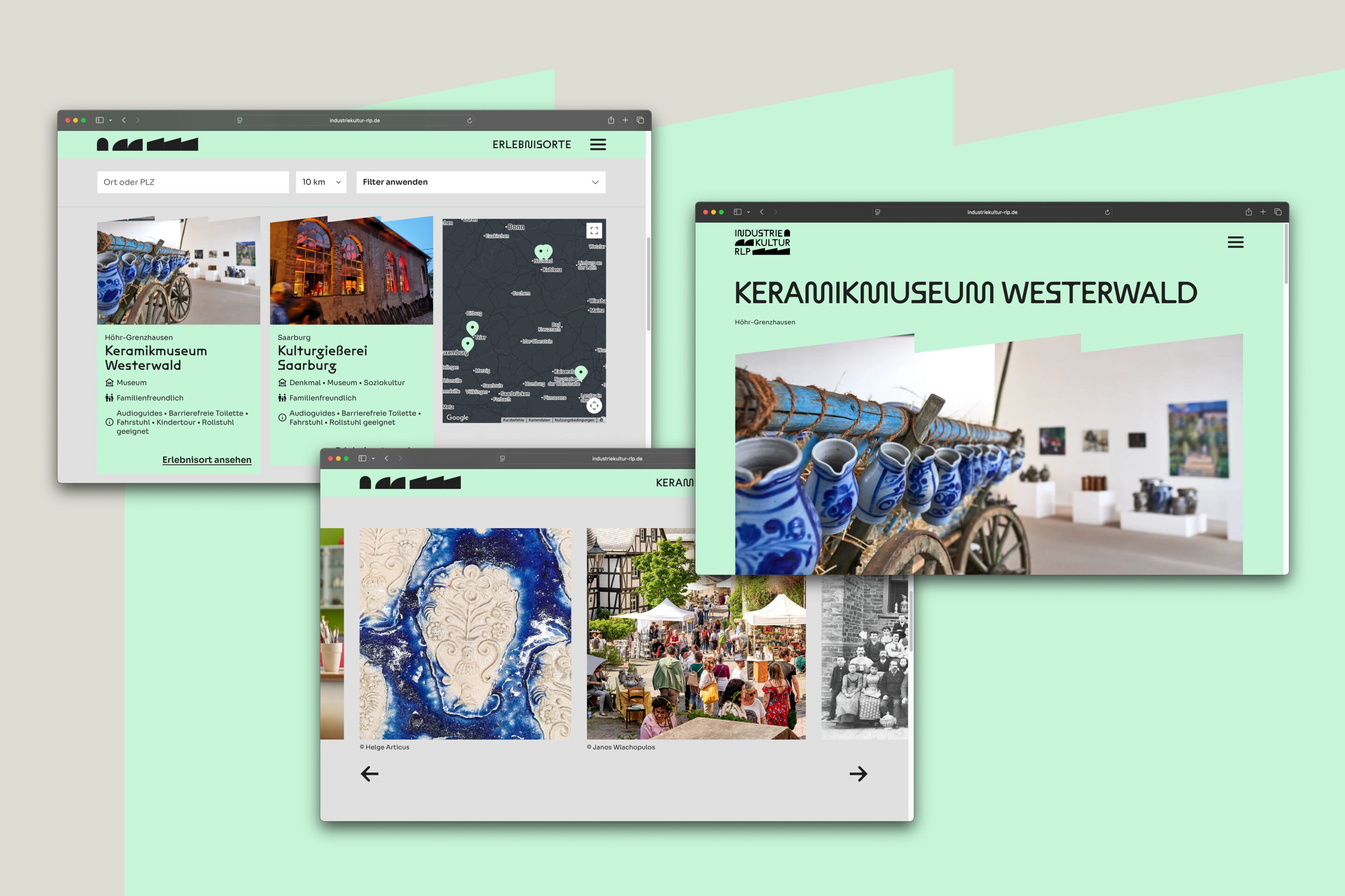 Büro Gestalten: Desktopwebsite Erlebnisorte Industriekultur Rheinland-Pfalz