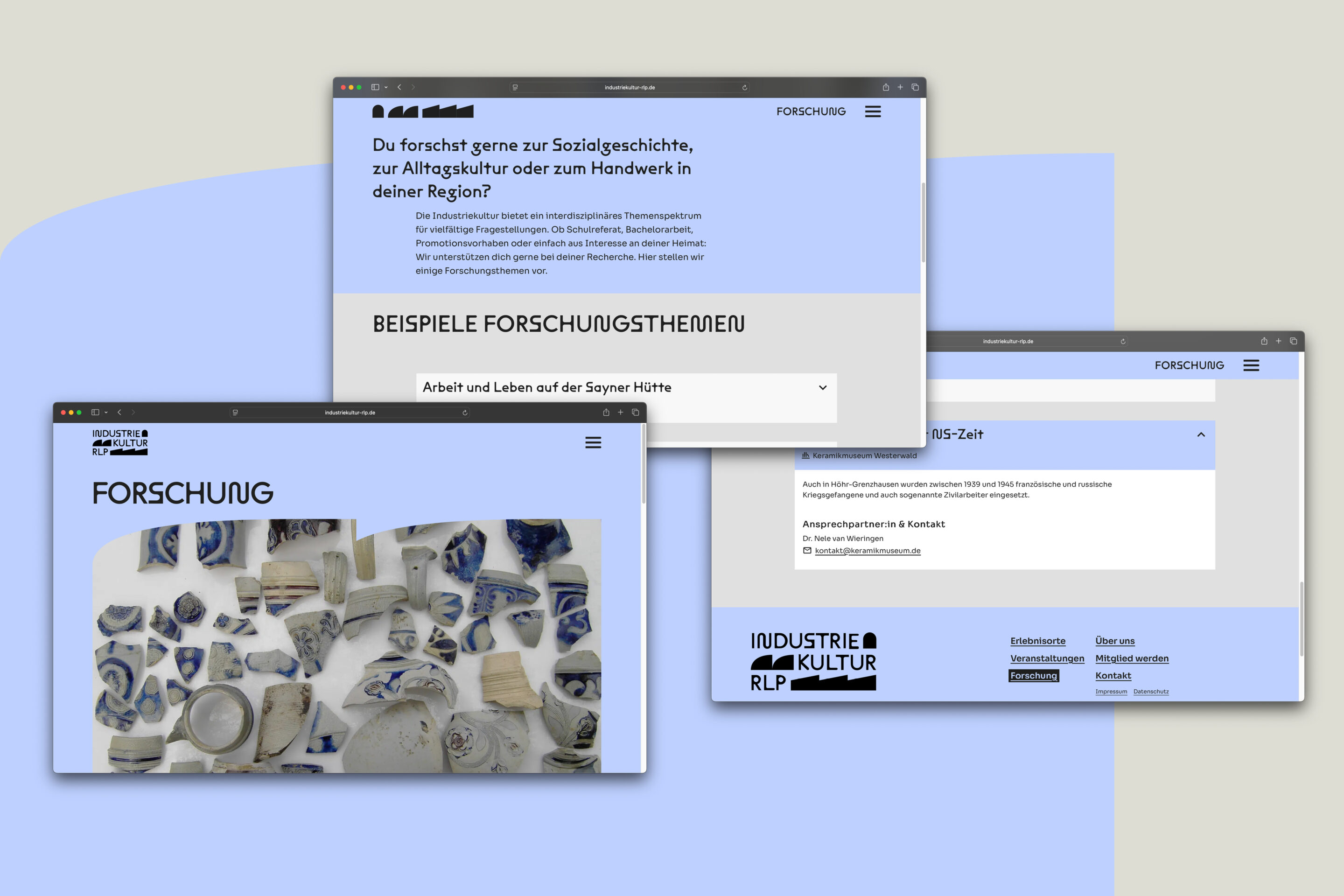 Büro Gestalten: Desktopwebsite Forschung Industriekultur Rheinland-Pfalz
