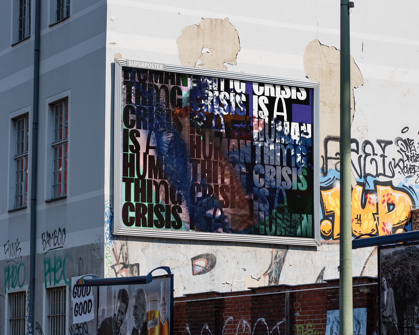 Karsten Rohrbeck: Crisis-is a human thing (Poster billboard mockup Vers.B-1)