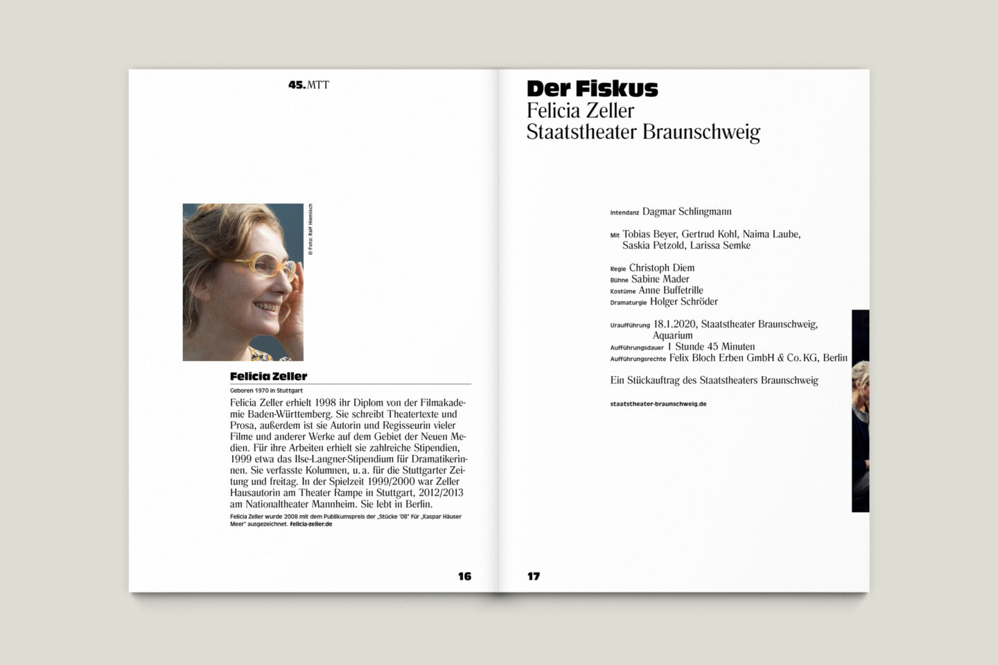 Programmbroschur Stücke 45 – Mülheimer Theatertage 2020 S. 16-17