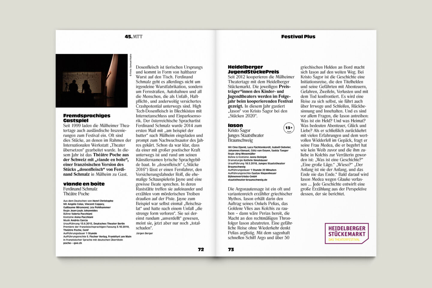 Programmbroschur Stücke 45 – Mülheimer Theatertage 2020 S. 72-73